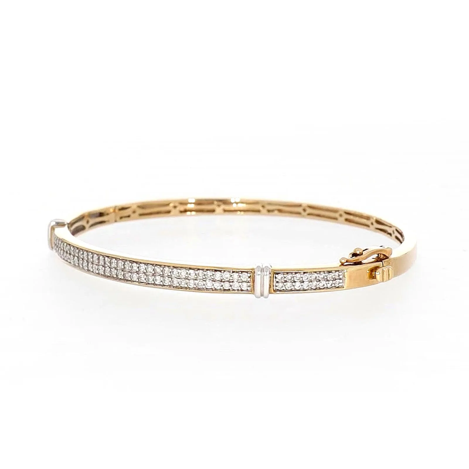 9ct Yellow Gold Round Brilliant Cut with 1 CARAT tw of Diamonds Bangle