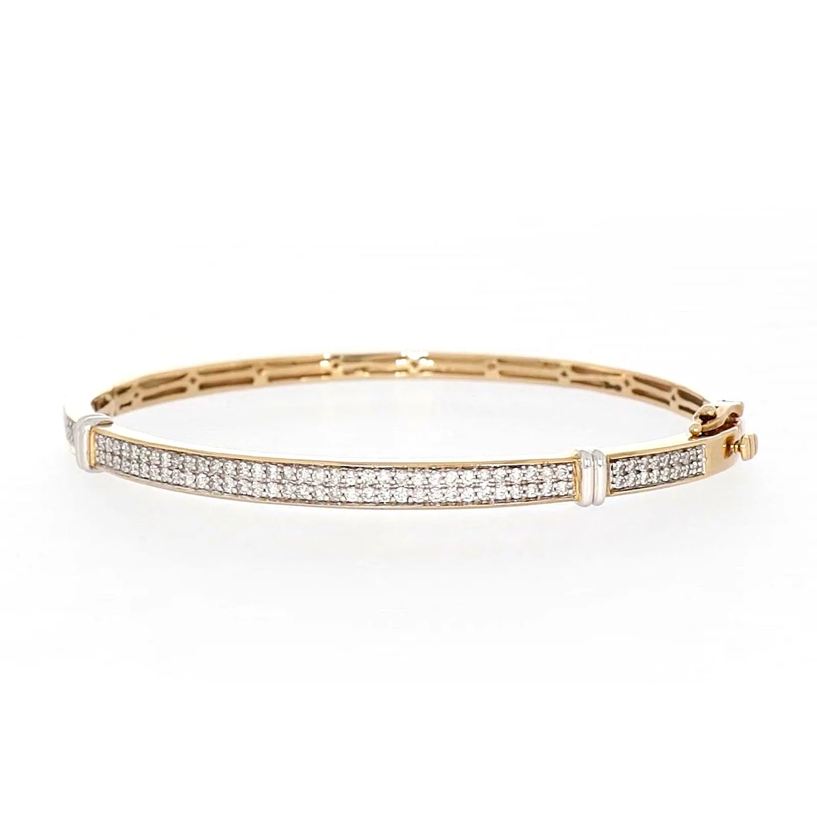 9ct Yellow Gold Round Brilliant Cut with 1 CARAT tw of Diamonds Bangle