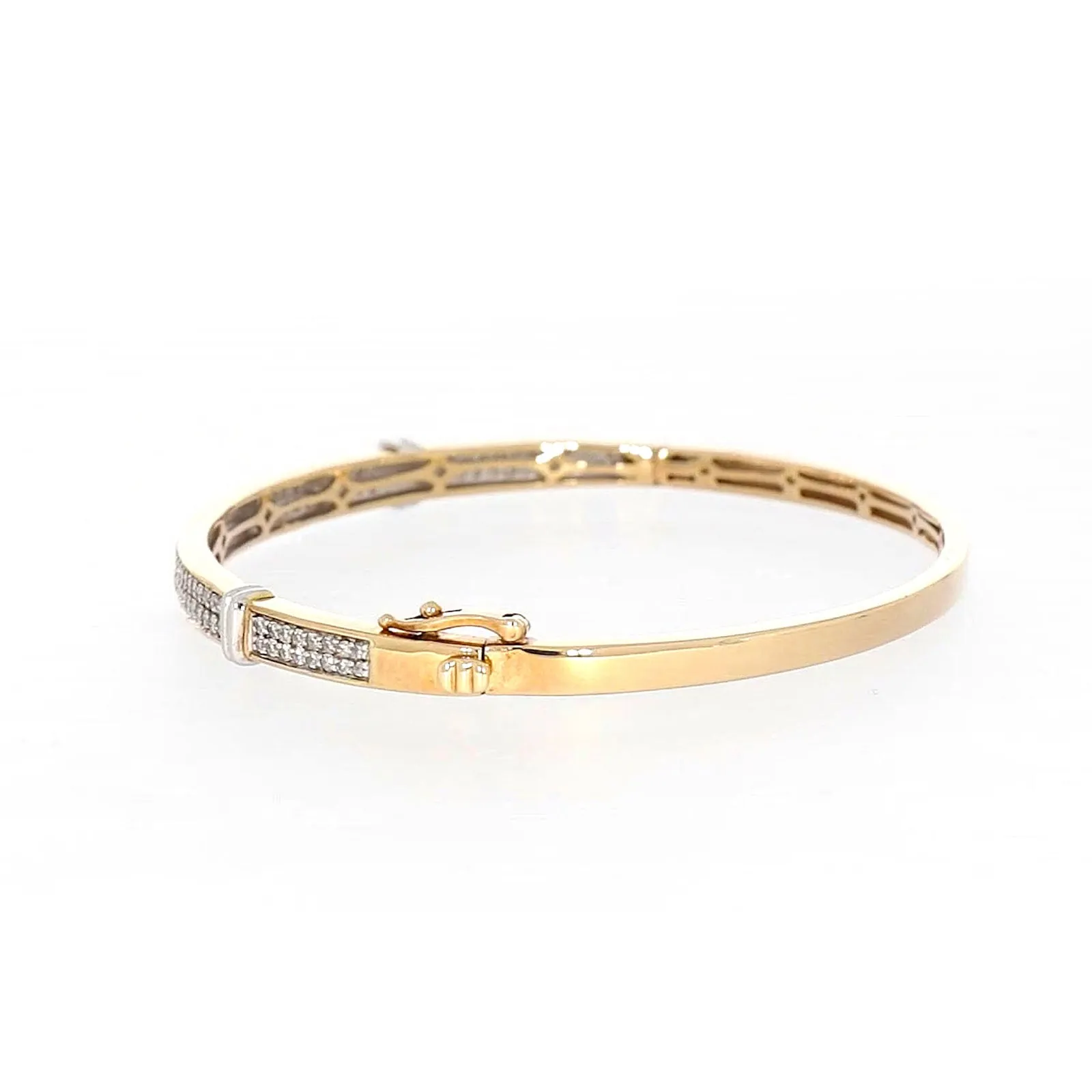 9ct Yellow Gold Round Brilliant Cut with 1 CARAT tw of Diamonds Bangle