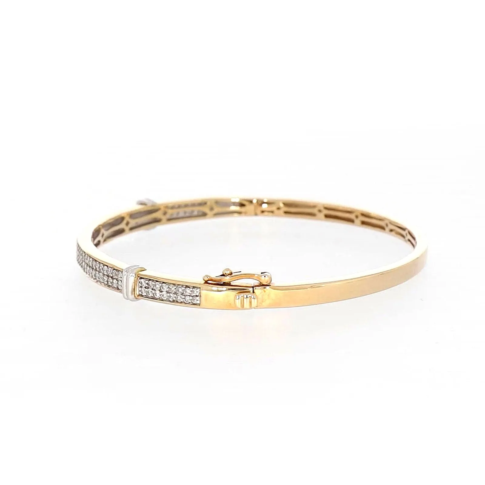 9ct Yellow Gold Round Brilliant Cut with 1 CARAT tw of Diamonds Bangle