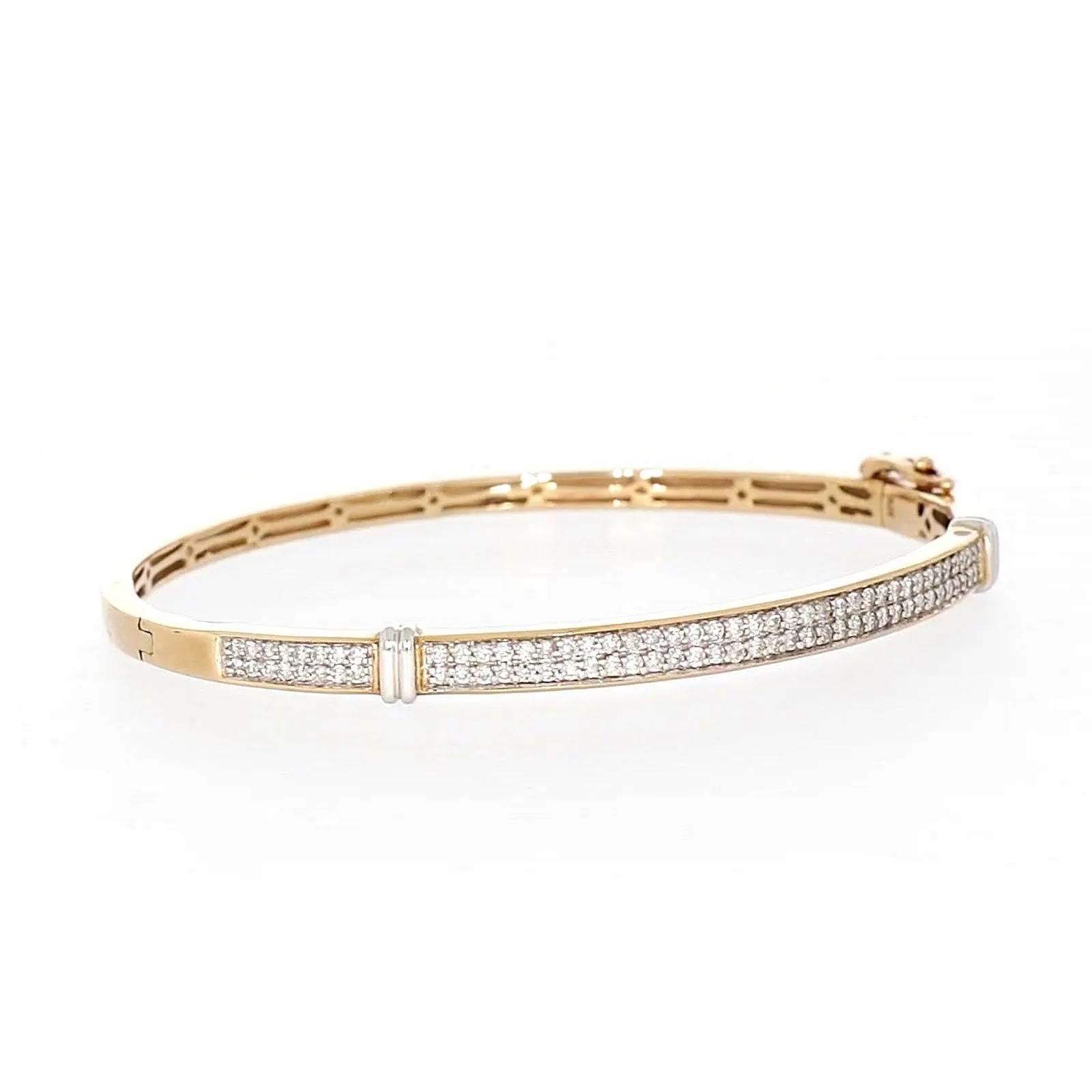 9ct Yellow Gold Round Brilliant Cut with 1 CARAT tw of Diamonds Bangle