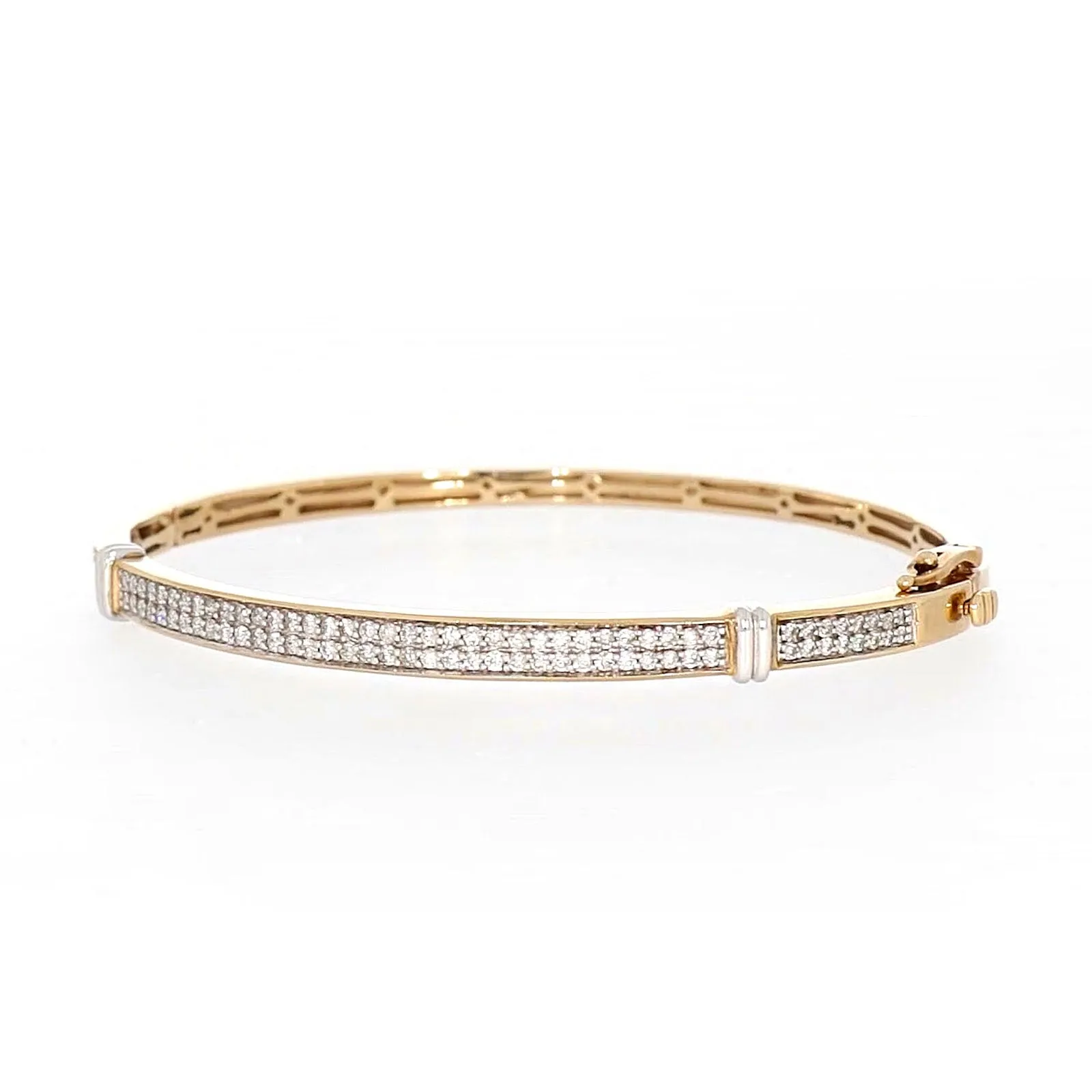 9ct Yellow Gold Round Brilliant Cut with 1 CARAT tw of Diamonds Bangle