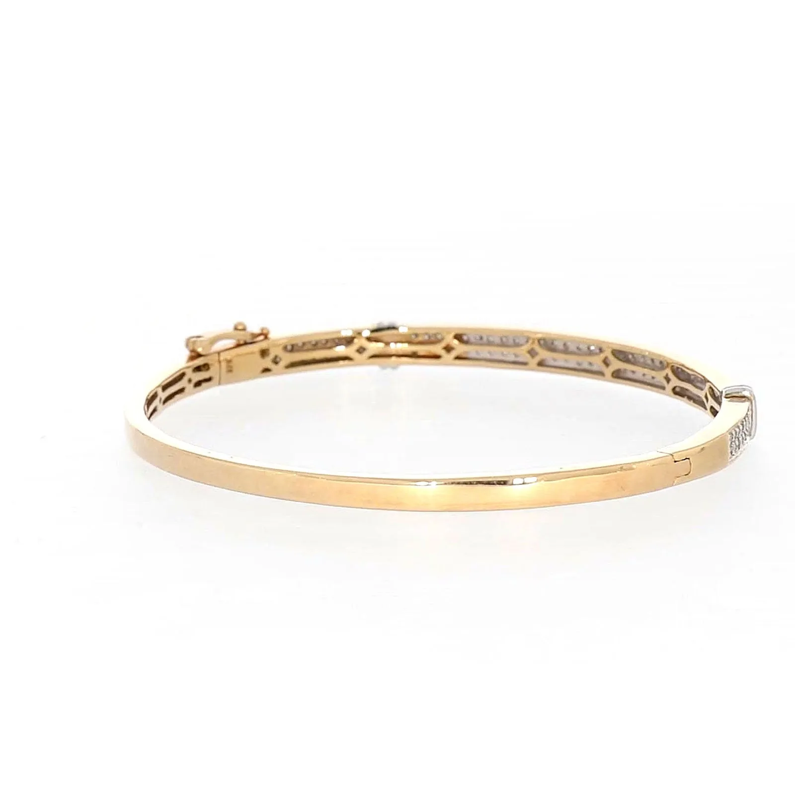 9ct Yellow Gold Round Brilliant Cut with 1 CARAT tw of Diamonds Bangle