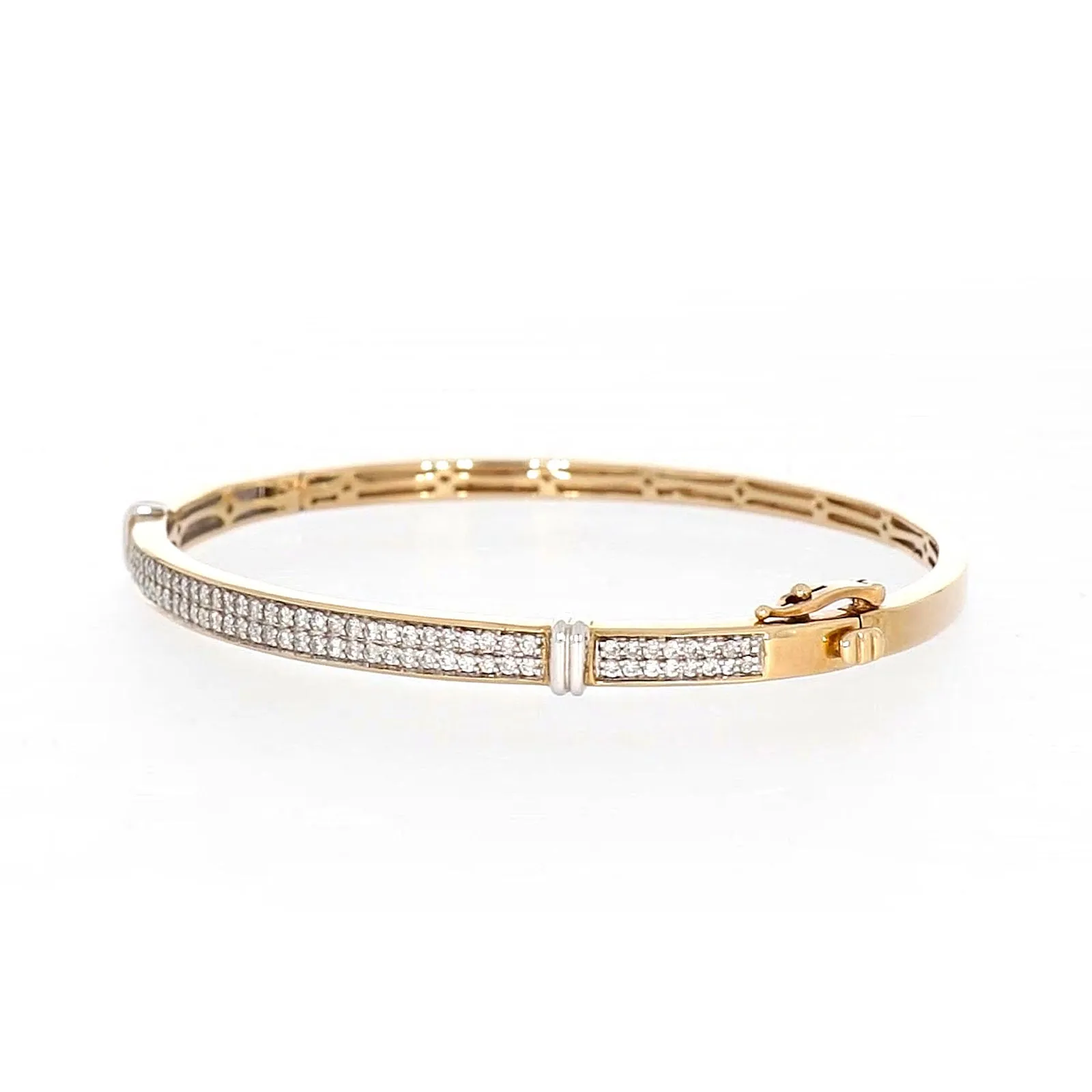 9ct Yellow Gold Round Brilliant Cut with 1 CARAT tw of Diamonds Bangle