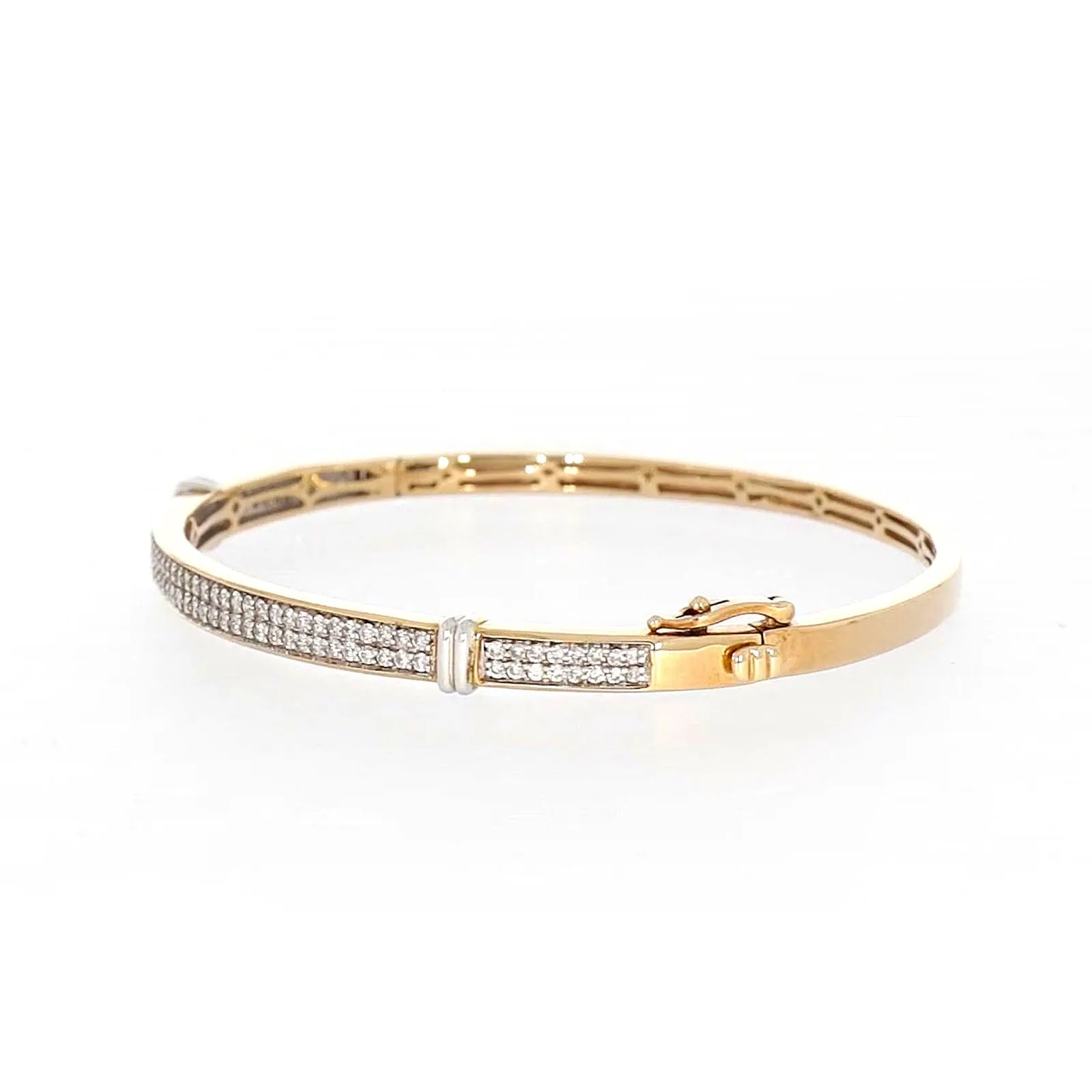 9ct Yellow Gold Round Brilliant Cut with 1 CARAT tw of Diamonds Bangle