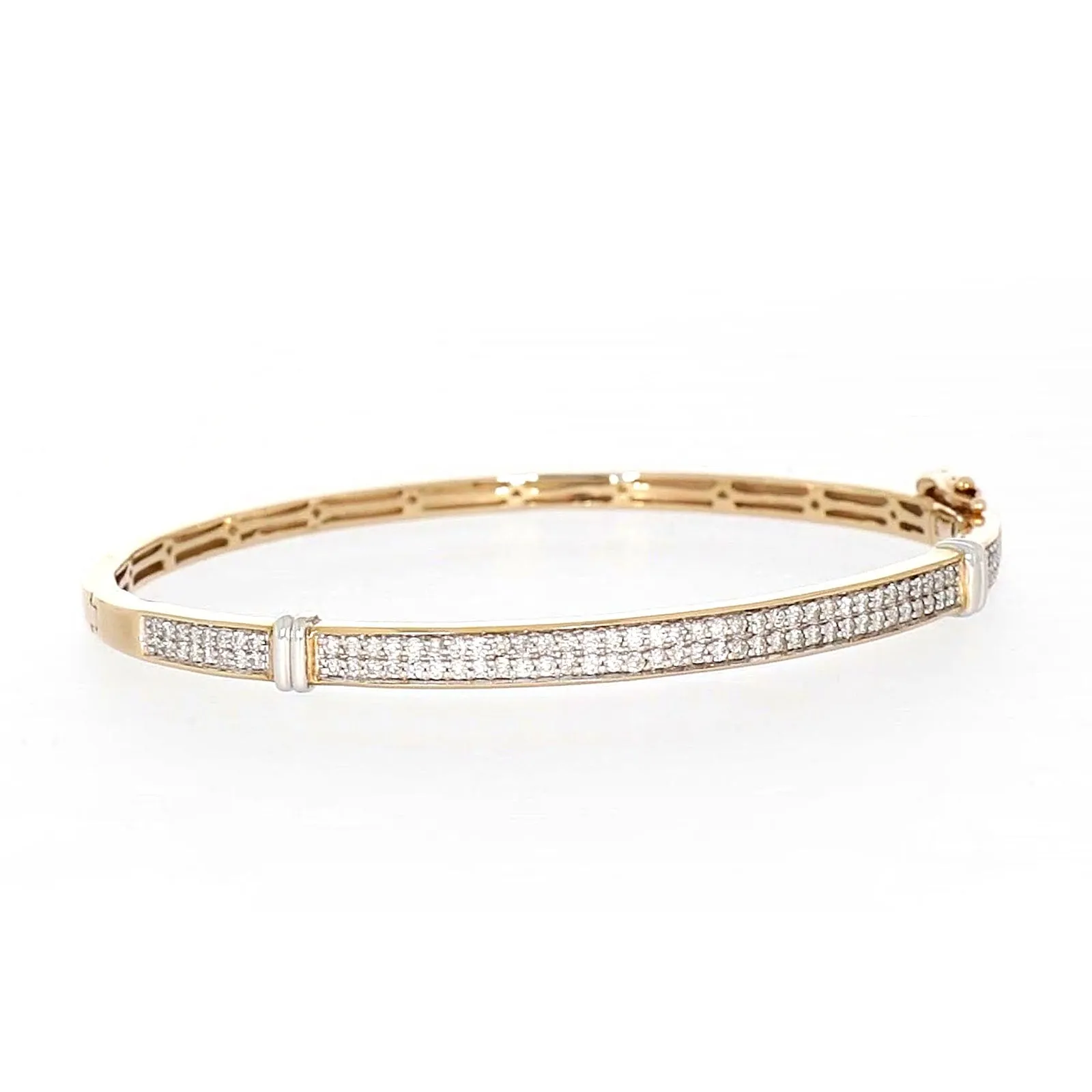 9ct Yellow Gold Round Brilliant Cut with 1 CARAT tw of Diamonds Bangle