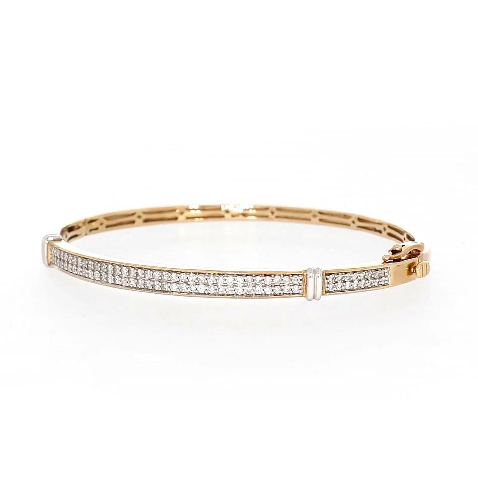 9ct Yellow Gold Round Brilliant Cut with 1 CARAT tw of Diamonds Bangle