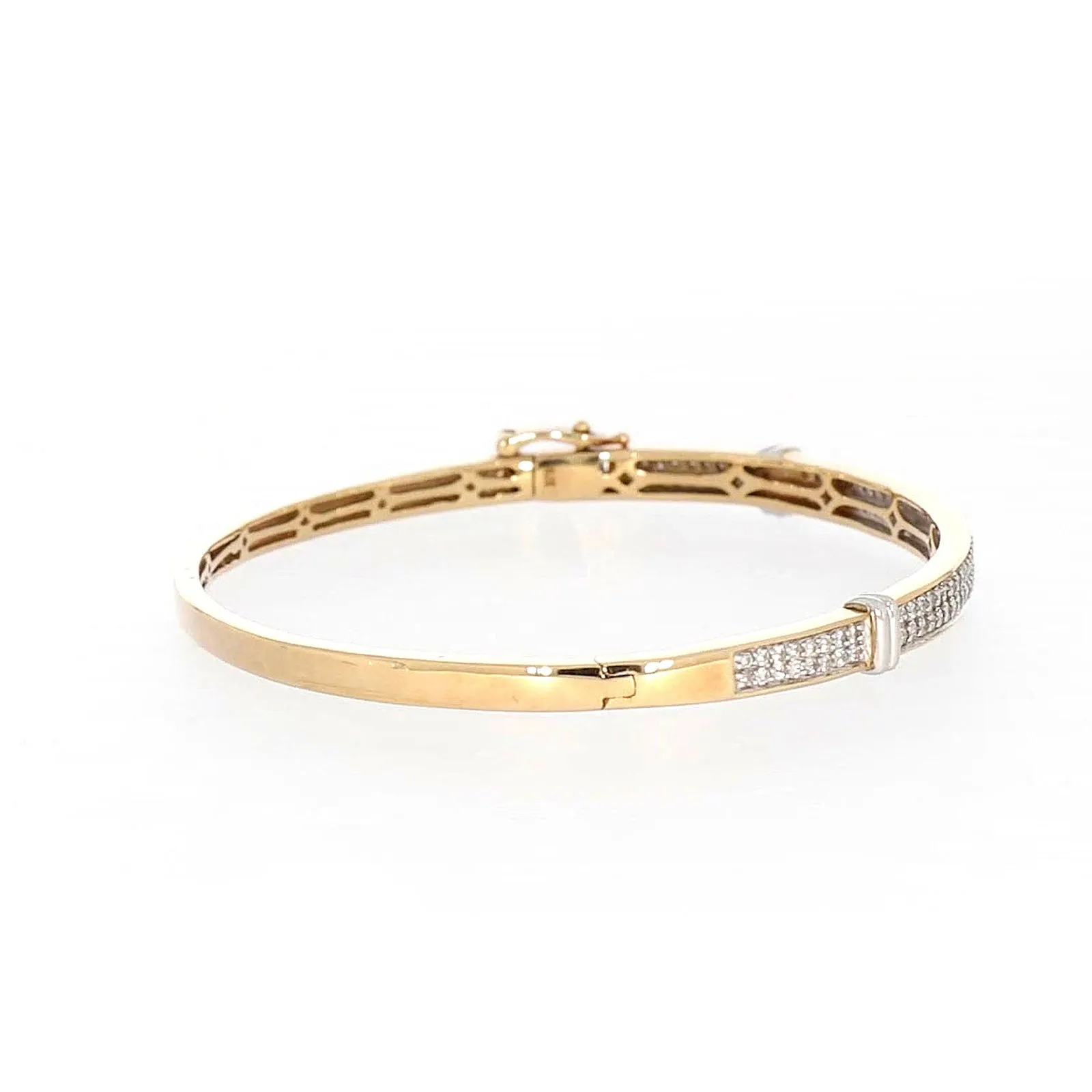 9ct Yellow Gold Round Brilliant Cut with 1 CARAT tw of Diamonds Bangle