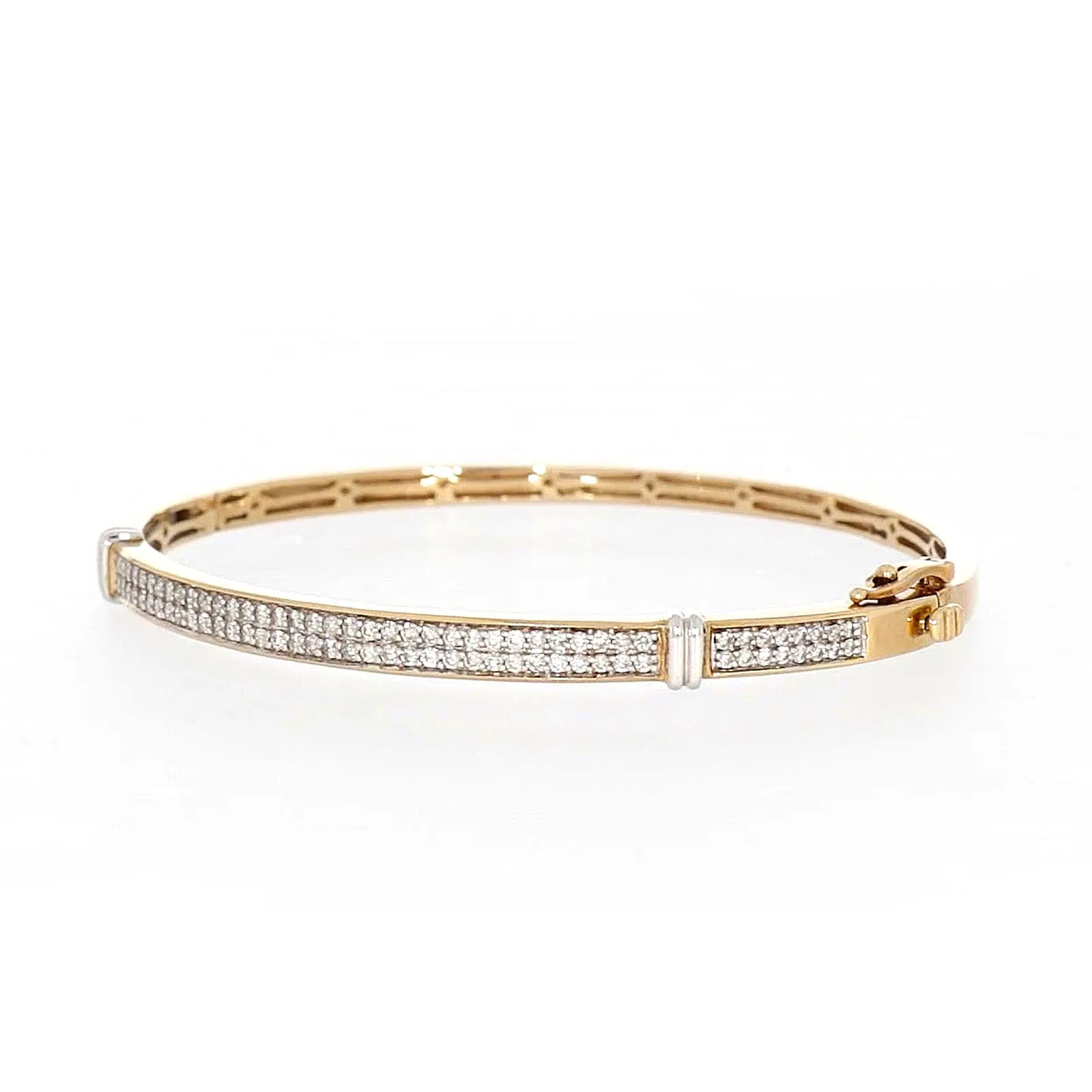 9ct Yellow Gold Round Brilliant Cut with 1 CARAT tw of Diamonds Bangle