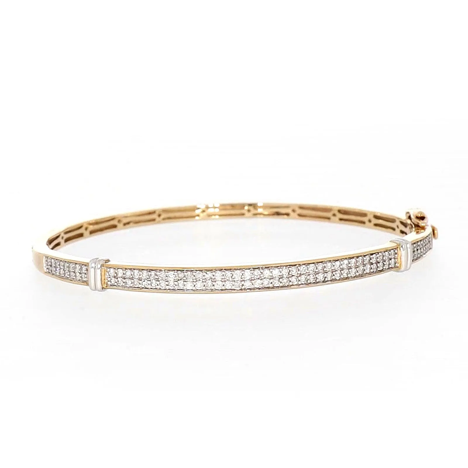 9ct Yellow Gold Round Brilliant Cut with 1 CARAT tw of Diamonds Bangle