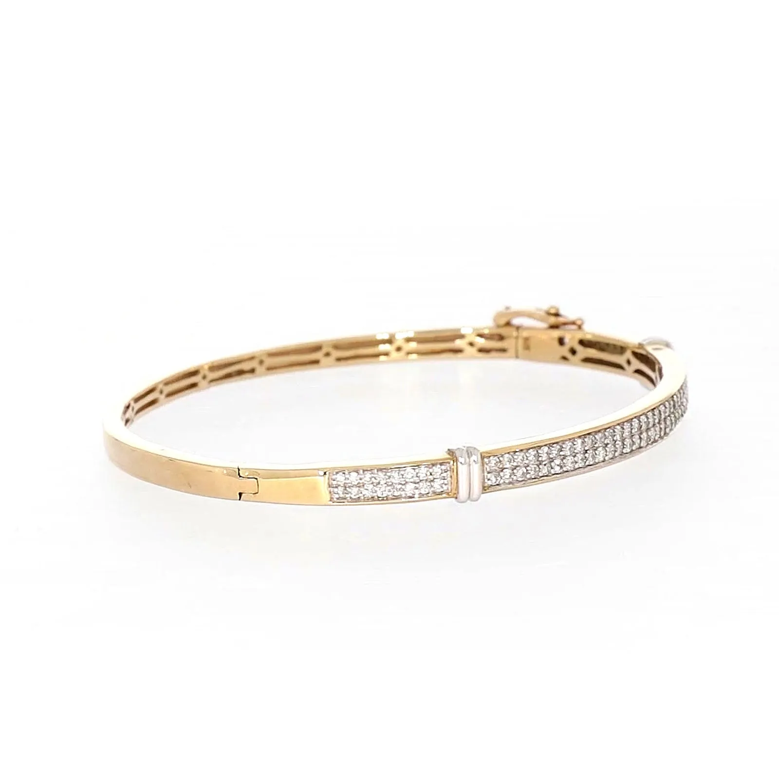 9ct Yellow Gold Round Brilliant Cut with 1 CARAT tw of Diamonds Bangle