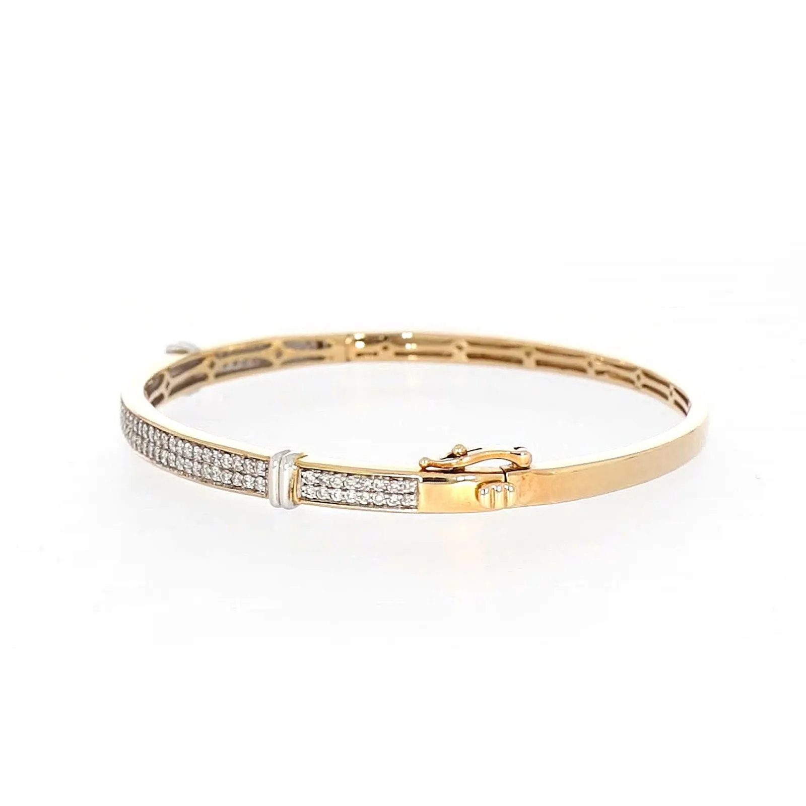 9ct Yellow Gold Round Brilliant Cut with 1 CARAT tw of Diamonds Bangle