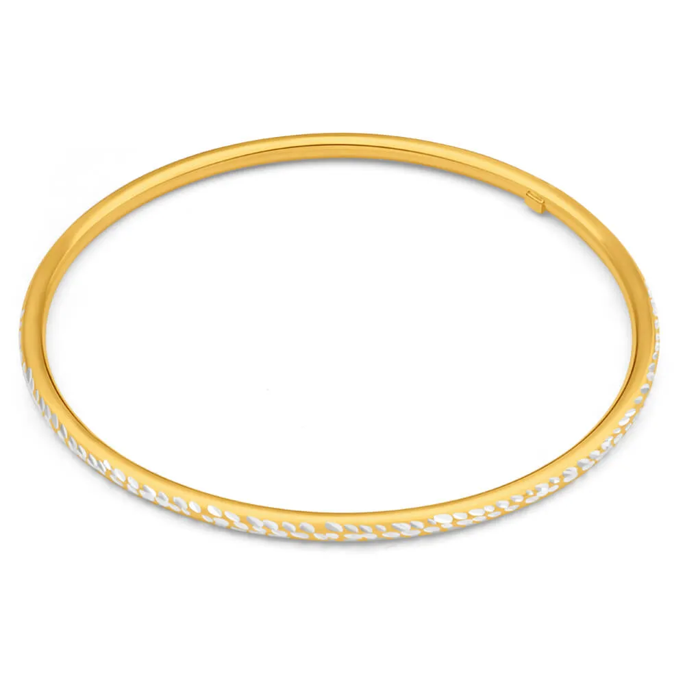 9ct Yellow Gold Silver Filled 3mm By 65mm Bangle