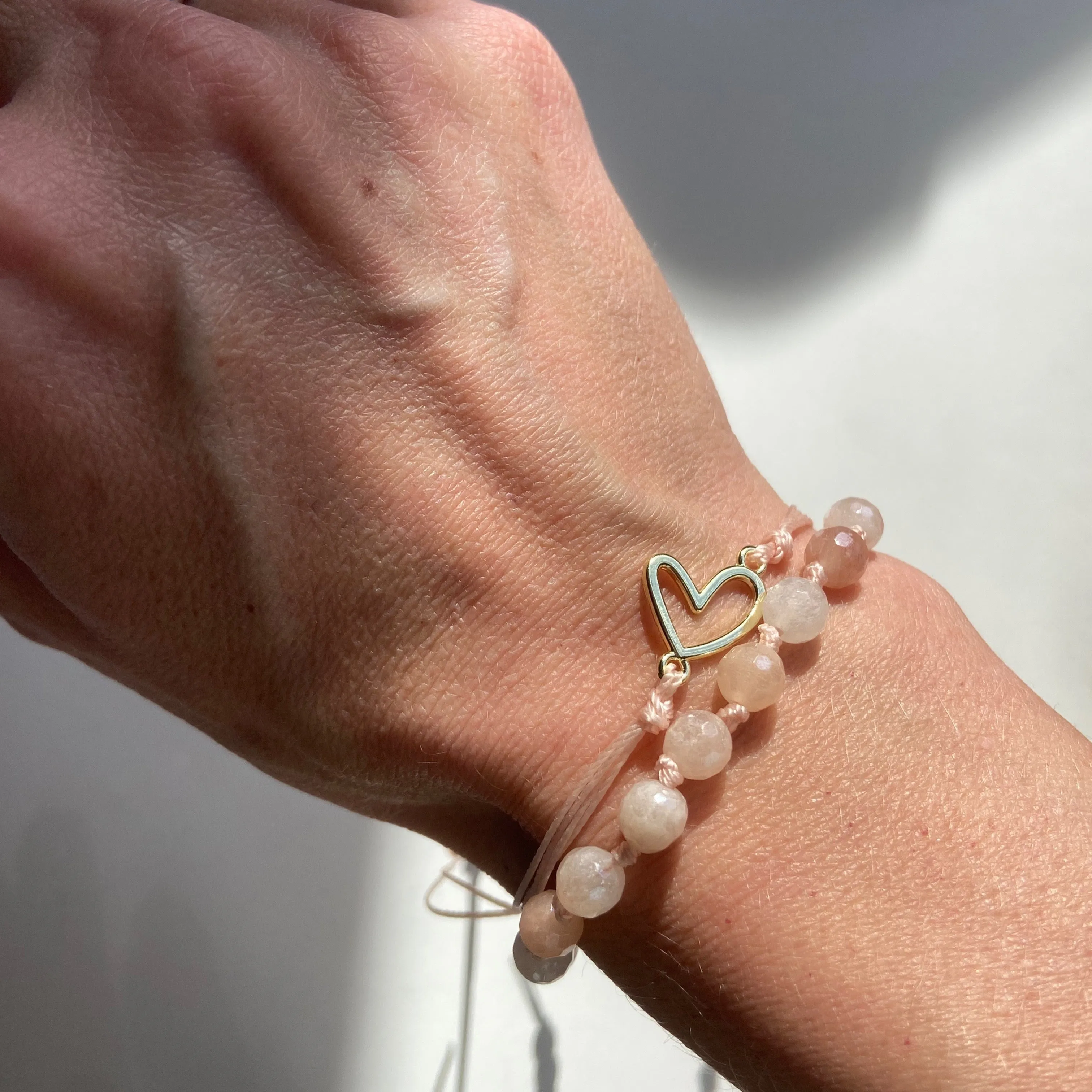 Abstract Heart Pale Peach Adjustable Cord Bracelet