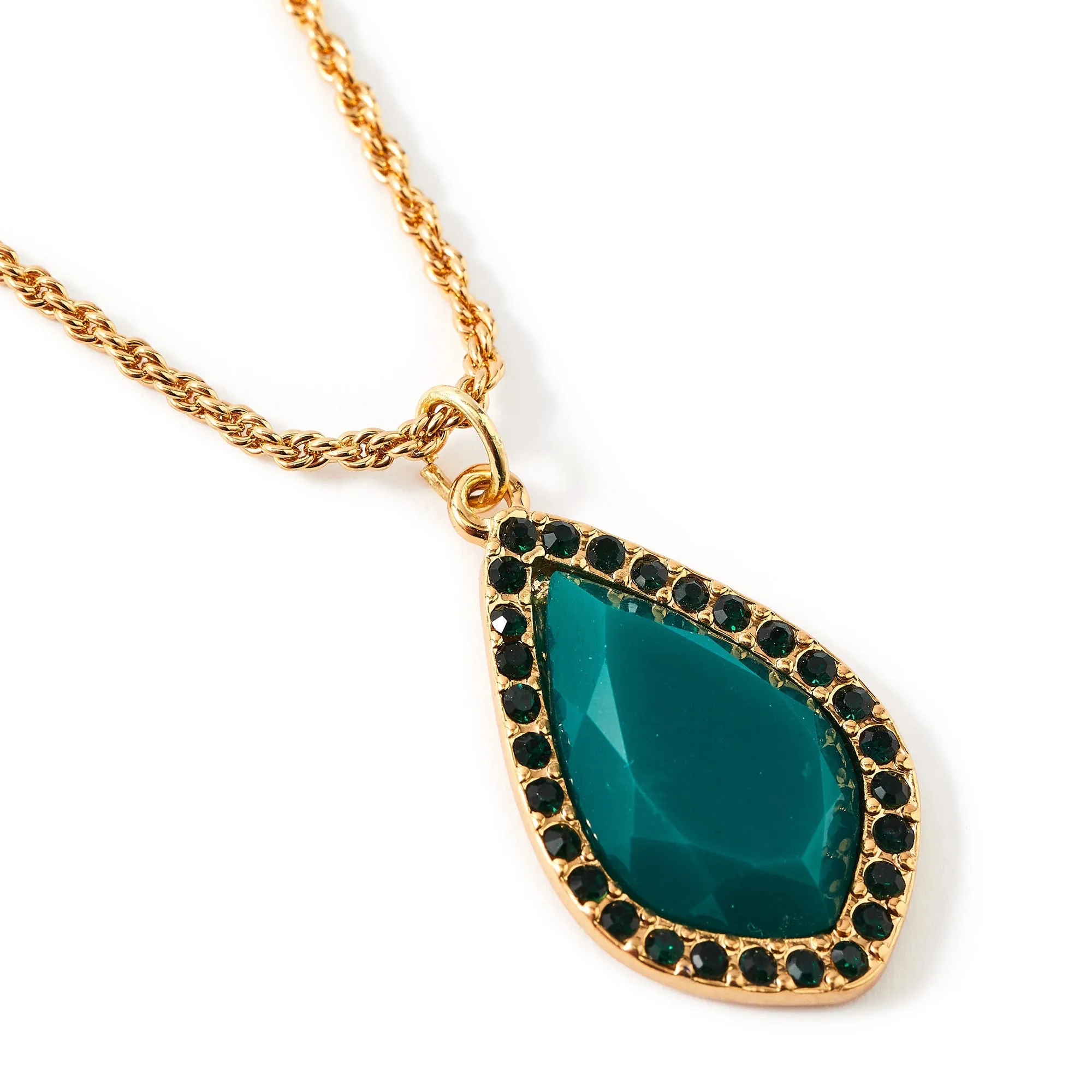 Accessorize London Women's Green Willow Halo Stone Short Pendant Necklace