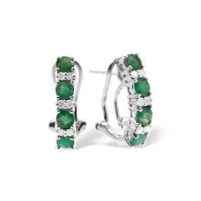 Acotis Diamonds 9K White Gold 0.16ct Diamond 1.10ct Emerald Earrings F2137