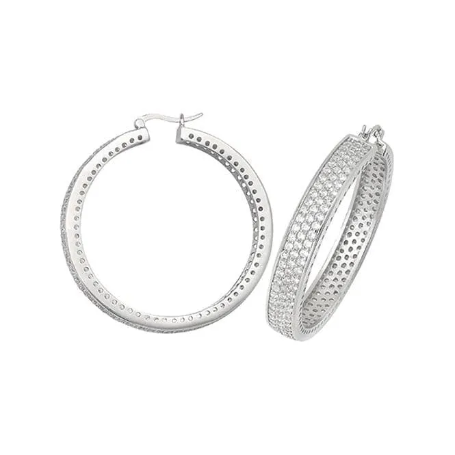 Acotis Silver Hoop Earrings Zirconia G5996