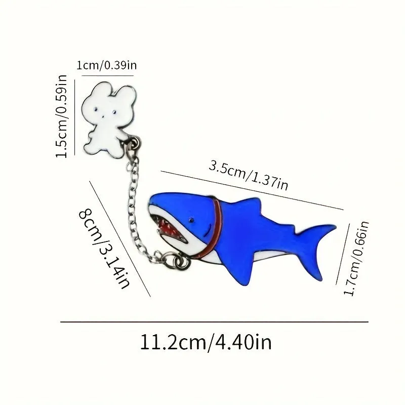 Adorable Rabbit Shark Brooch Pin  Stylish Animal Lapel Accessory