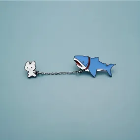 Adorable Rabbit Shark Brooch Pin  Stylish Animal Lapel Accessory