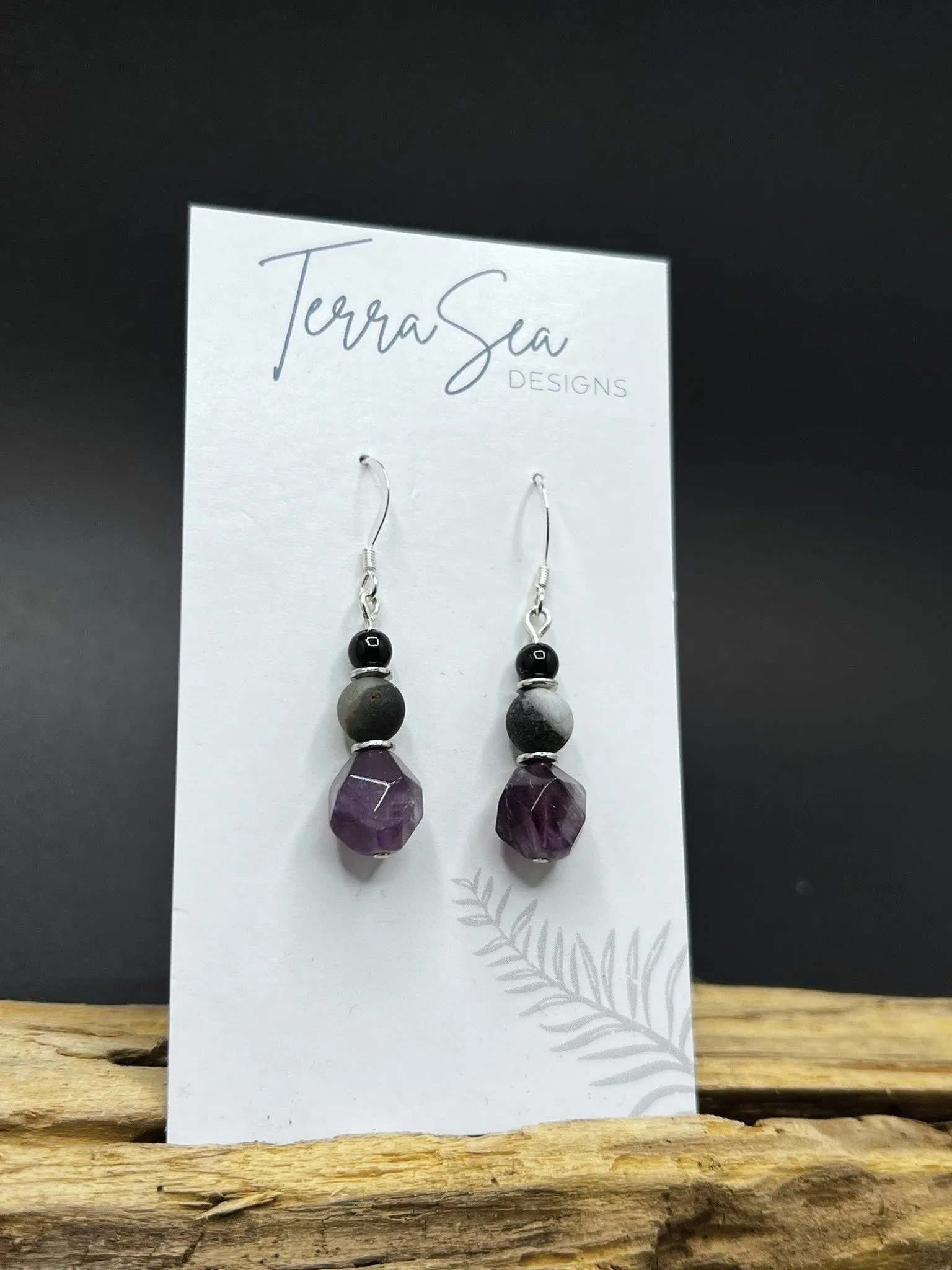 Amethyst, Amazonite & Black Jasper Earrings