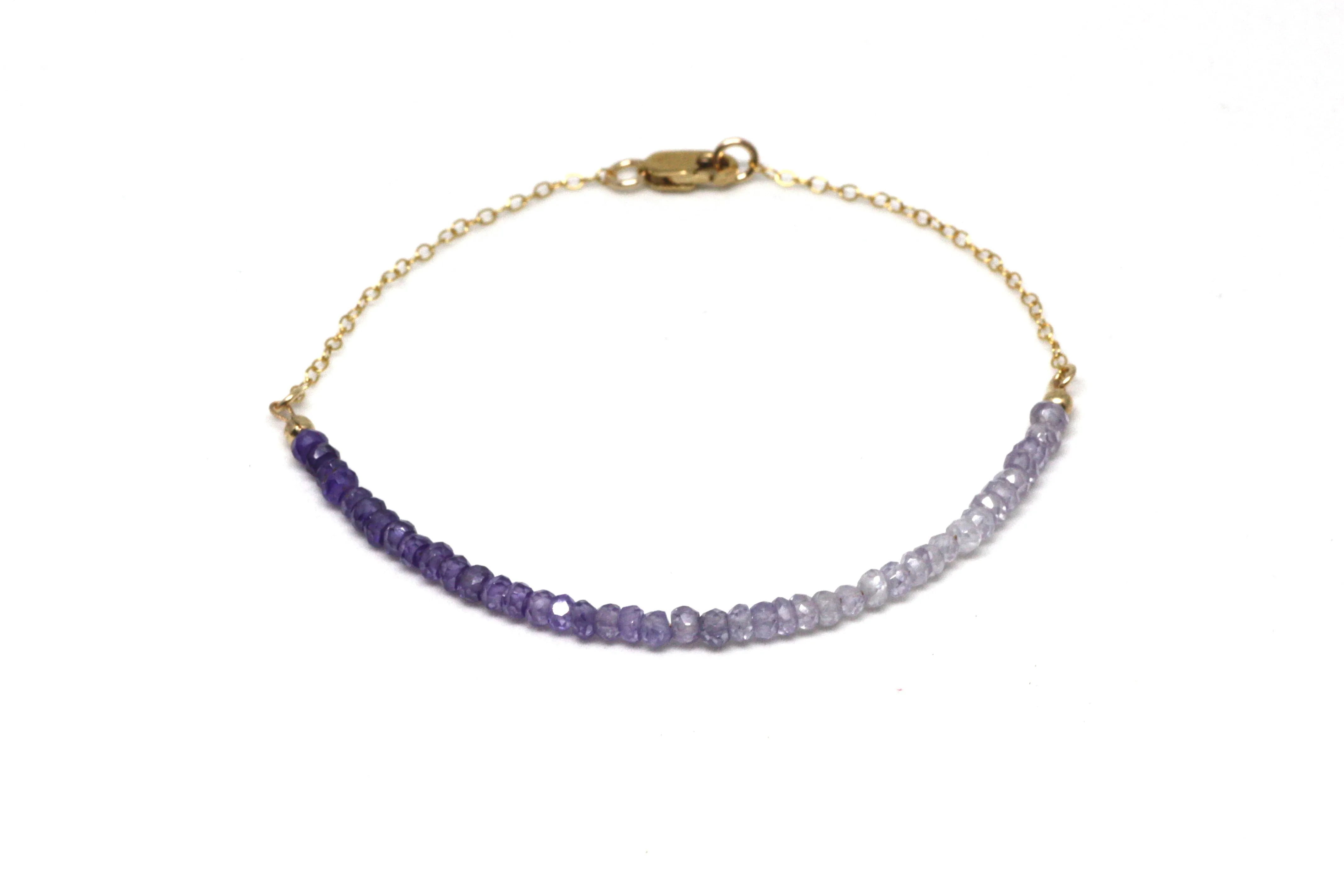 Amethyst Ombré Gemstone Half Bar Bracelet