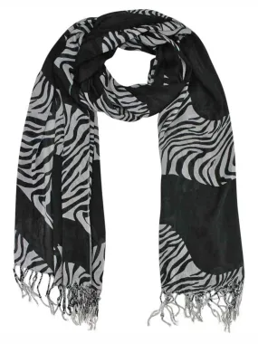 Animal Print Scarf Wrap With Fringe