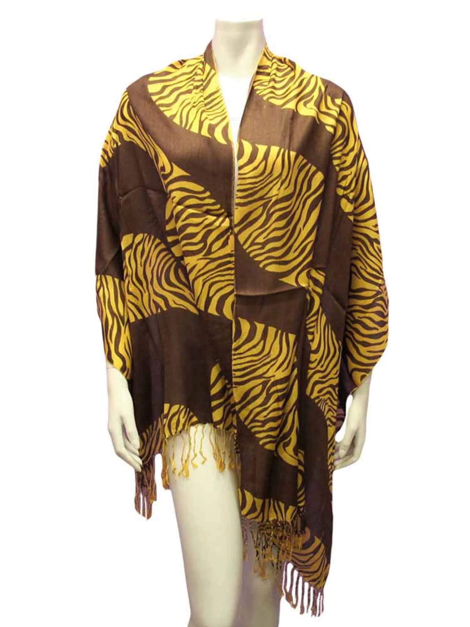 Animal Print Scarf Wrap With Fringe