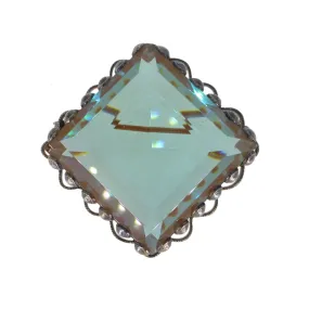 Antique Square Cut Saphiret Glass Brooch