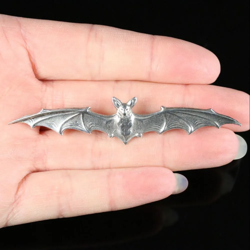 Antique Victorian Silver Bat Brooch Circa 1880