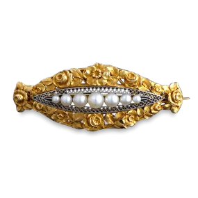 Art Nouveau Pearl Brooch