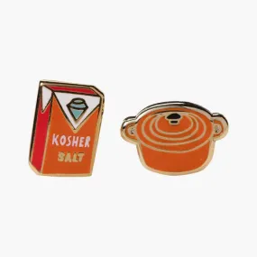 Asymmetrical Cloisonné Stud Earrings - Dutch Oven & Kosher Salt