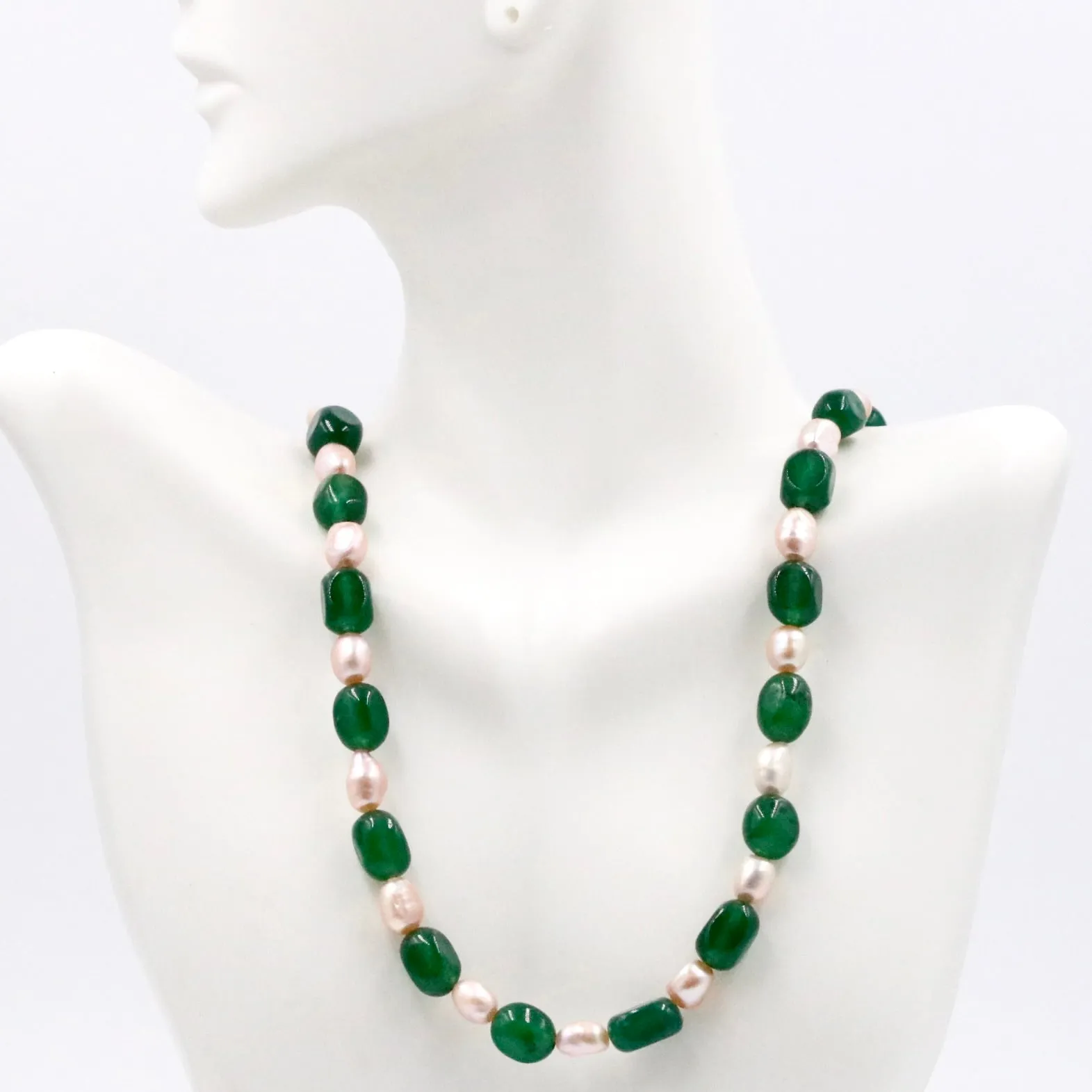 Aventurine and Fresh Water Pearl Necklace Aventurine Necklace Russian Emerald Cultured Pearl Indian Necklace Layered Necklace SKU: 6143380