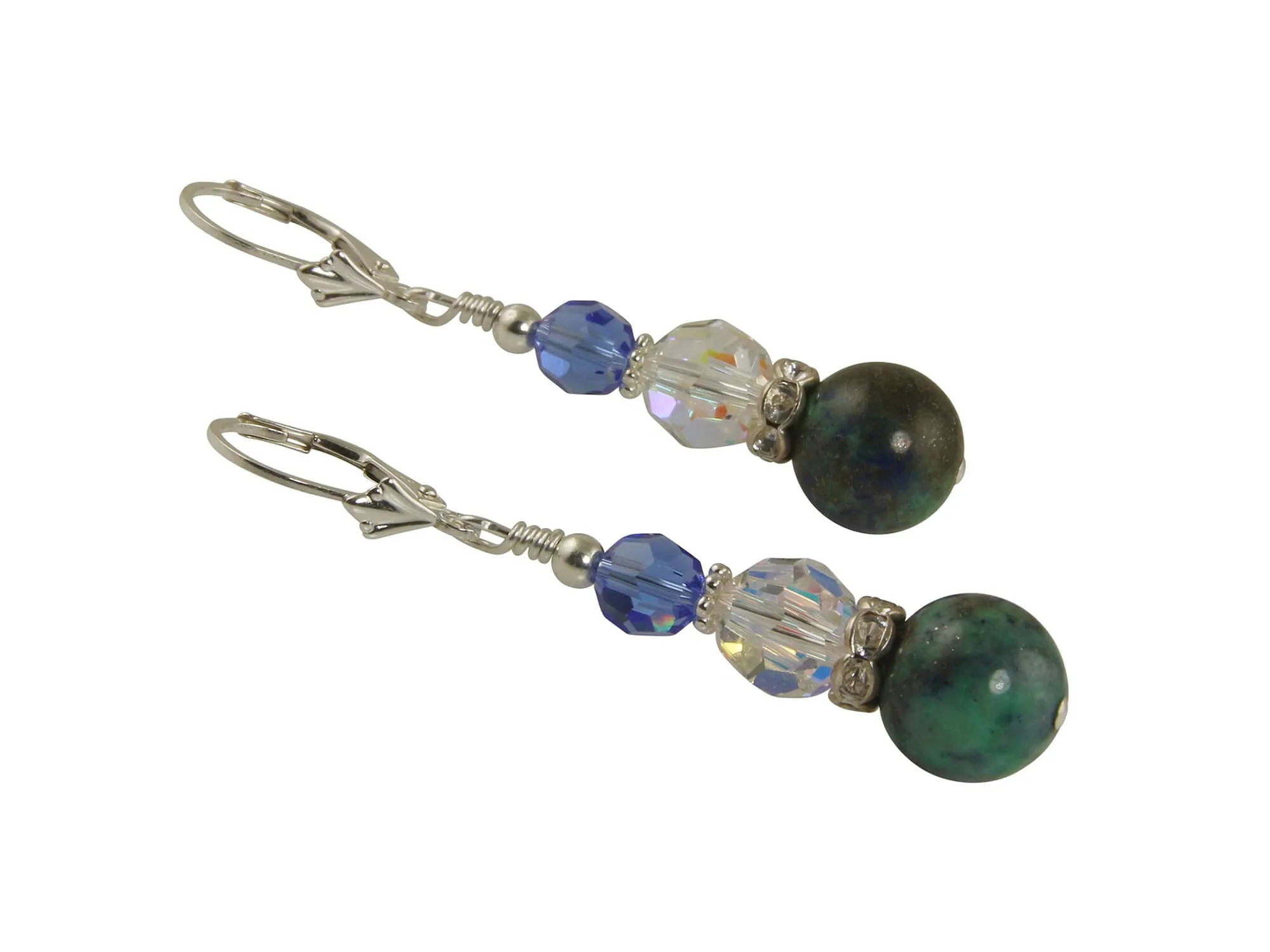 Azurite Sapphire Gemstone Beaded Earrings