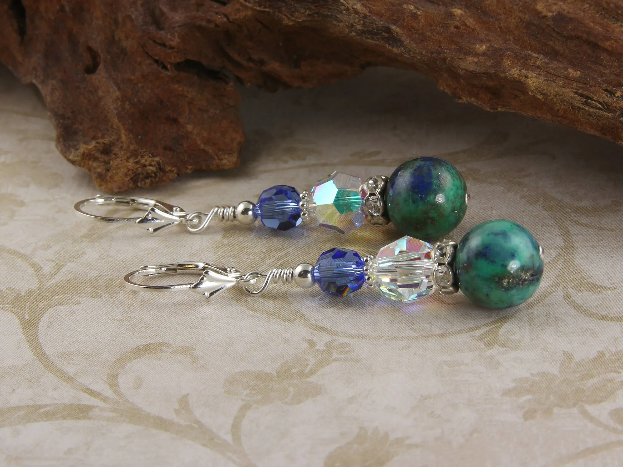 Azurite Sapphire Gemstone Beaded Earrings