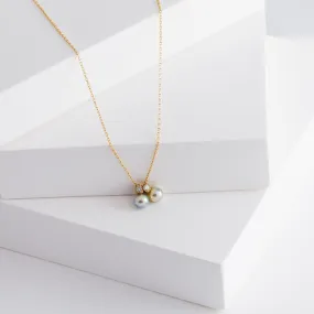 Baby Akoya pearl double pearl diamond necklace