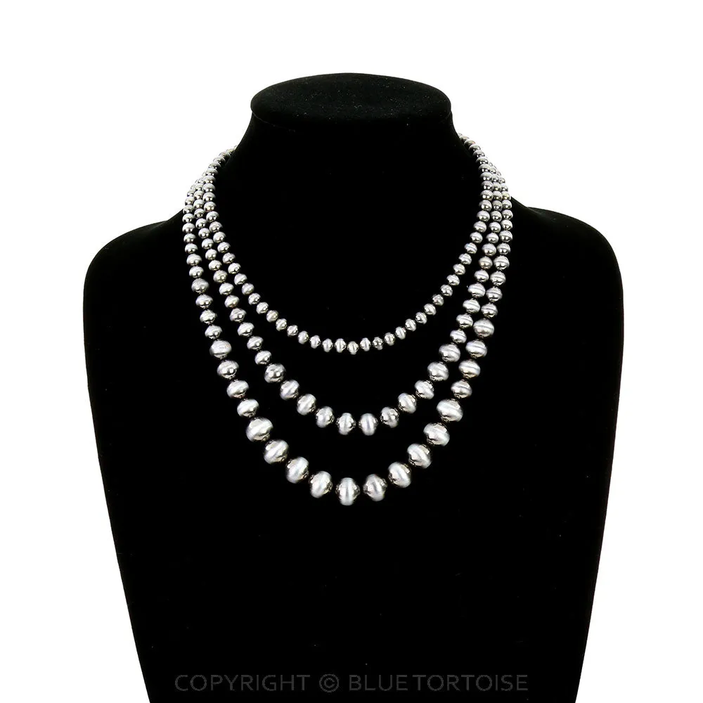 Bandera 3 Row Navajo Style Pearl Necklace