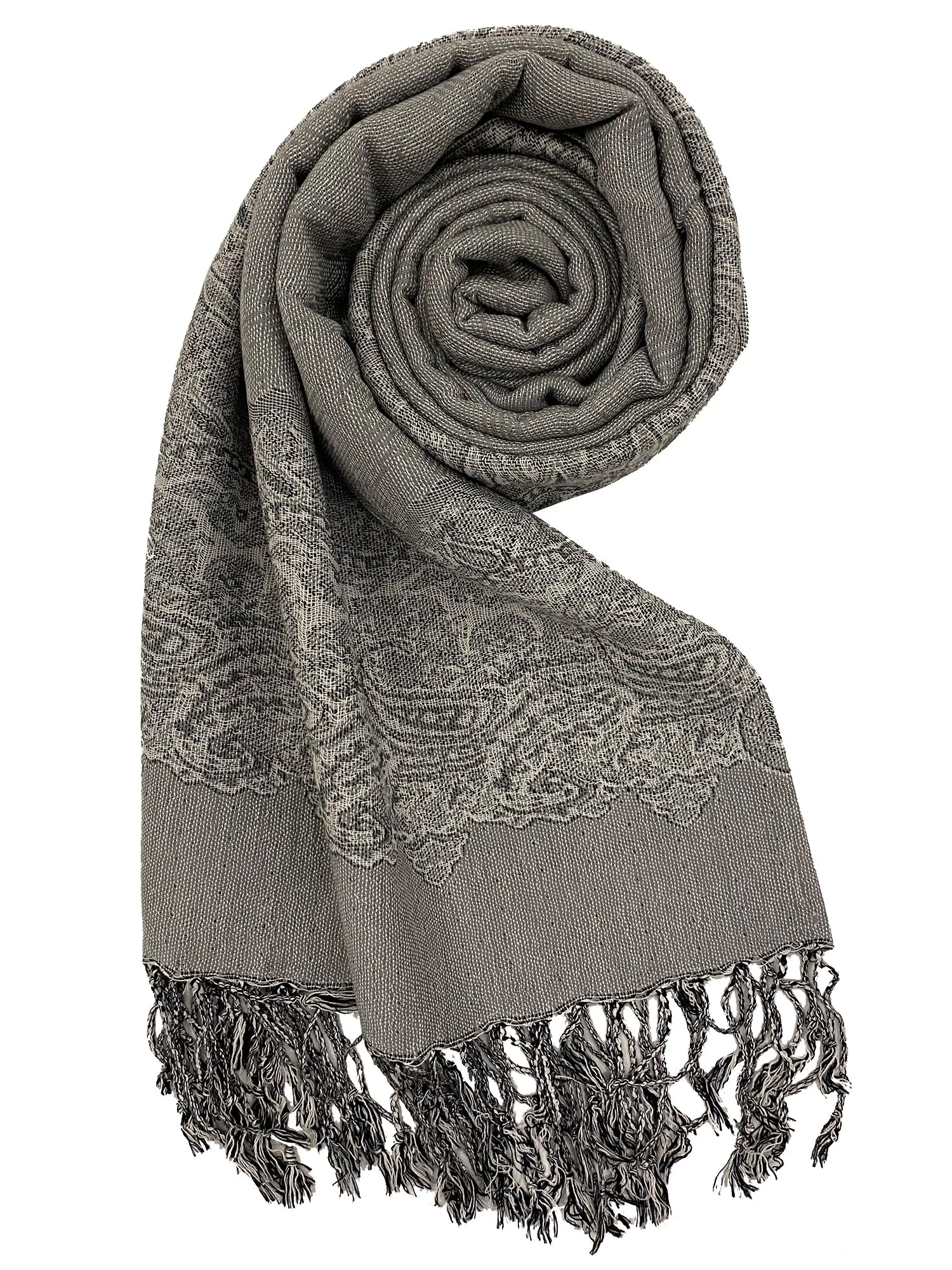 Baroque Print Pashmina Shawl Scarf With Fringe