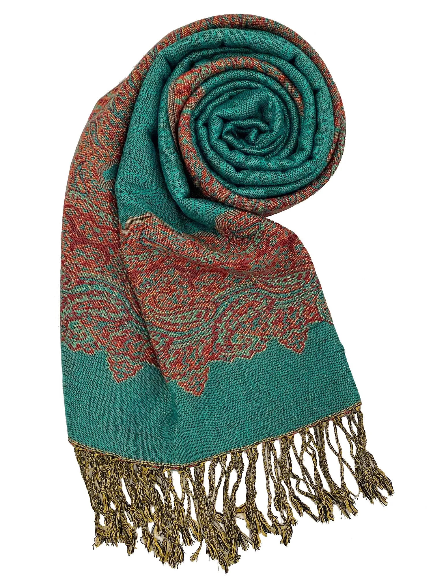 Baroque Print Pashmina Shawl Scarf With Fringe