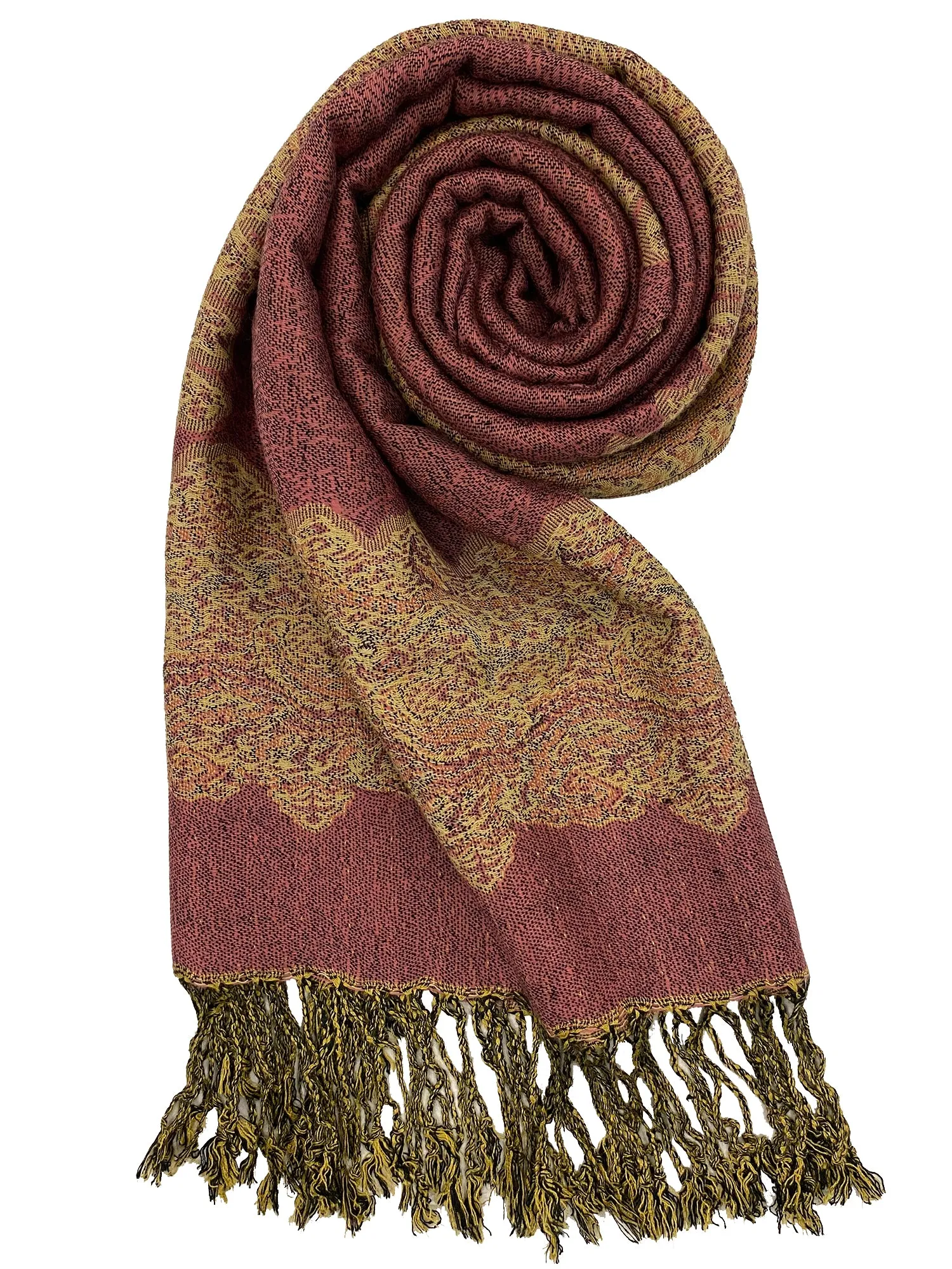 Baroque Print Pashmina Shawl Scarf With Fringe