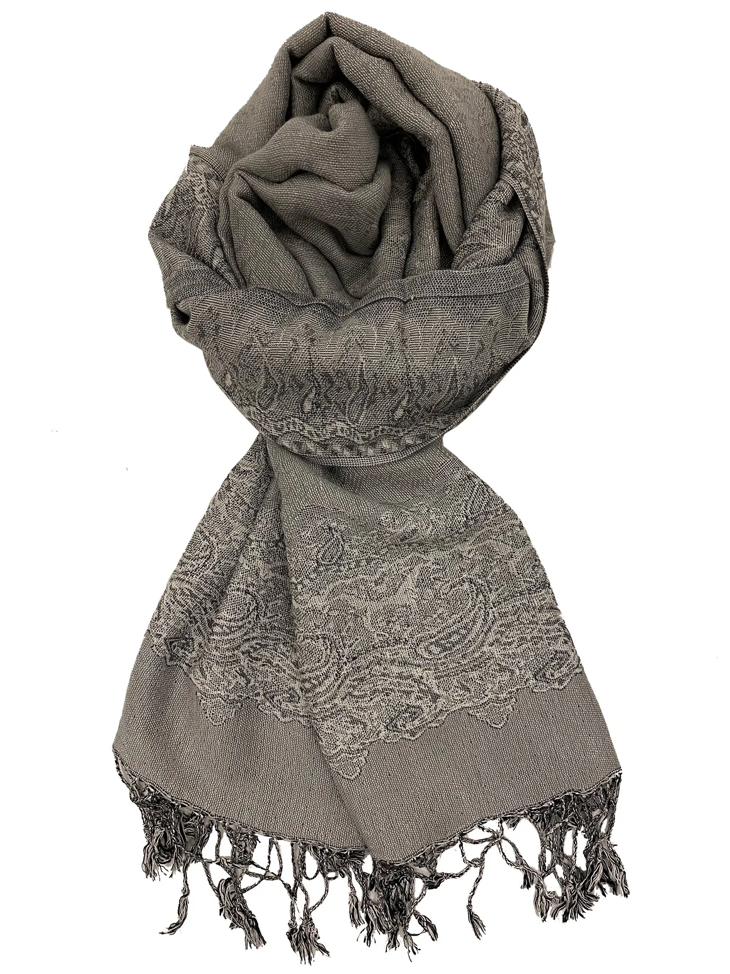 Baroque Print Pashmina Shawl Scarf With Fringe