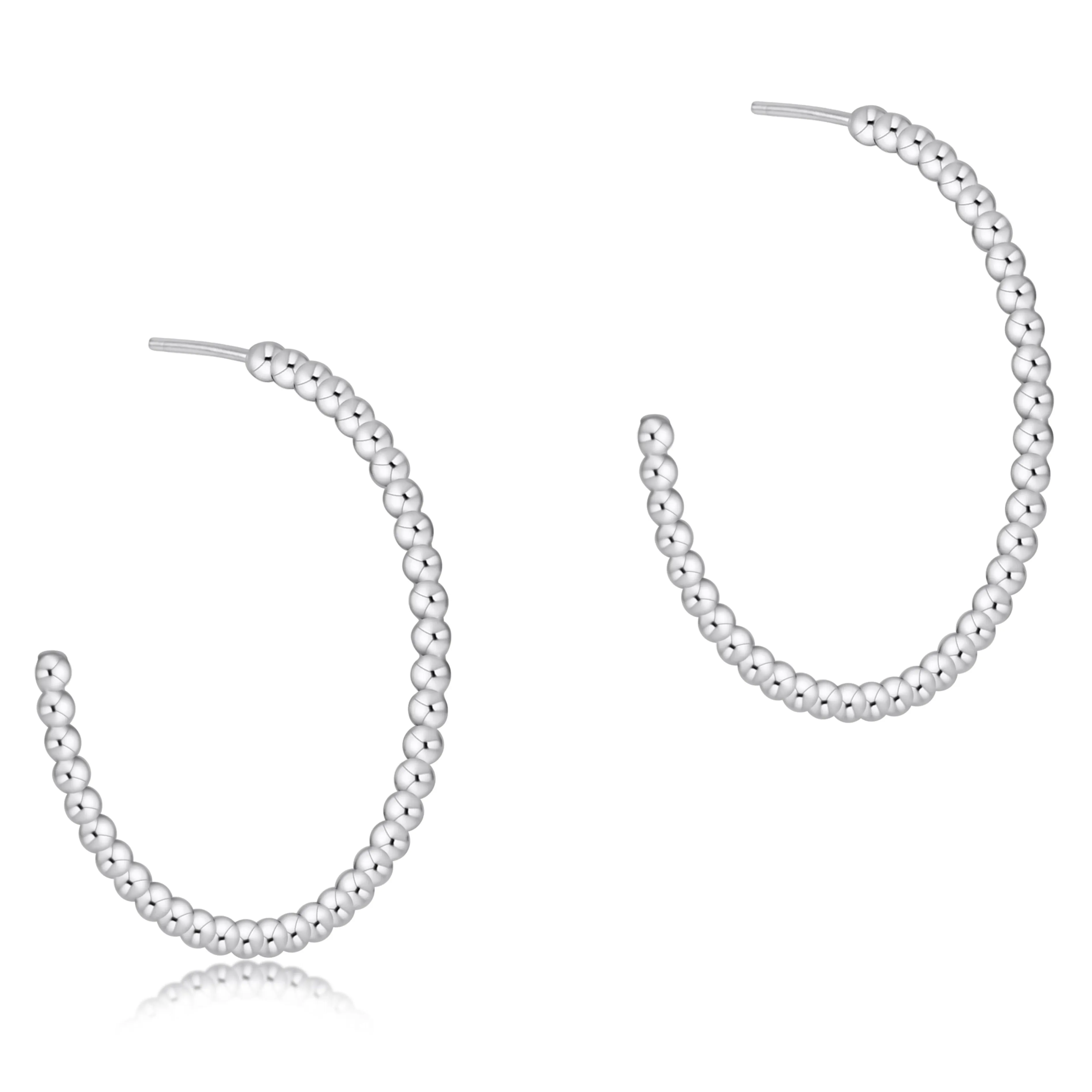 Beaded Classic Post Hoop - 2mm Sterling