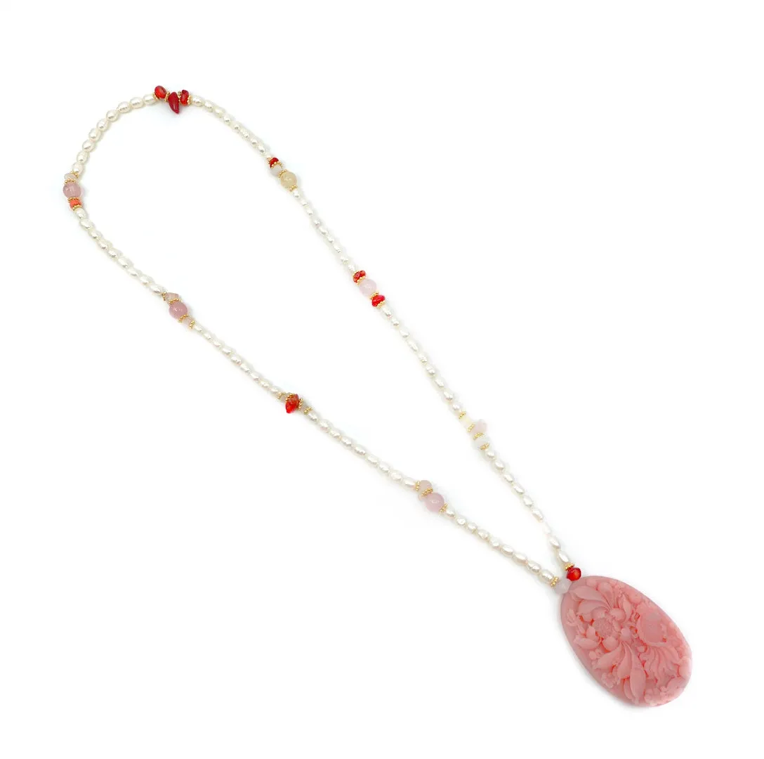 Beaded Long Pearl Pendant Necklace