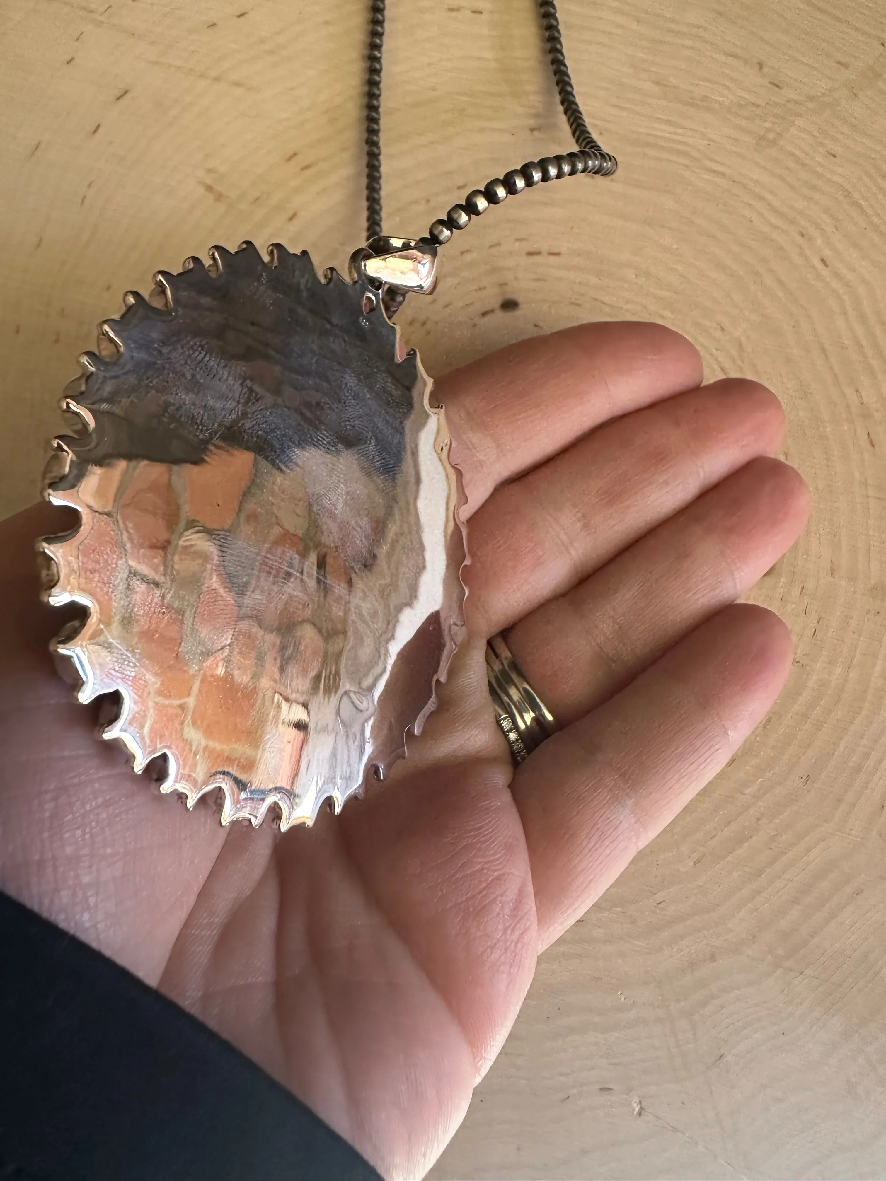 Beautiful Handmade Sterling Silver, White Buffalo & Turquoise Cluster Pendant Signed Nizhoni