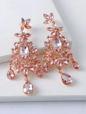 Beautiful Pink Vintage Inspired Rhinestone Earrings