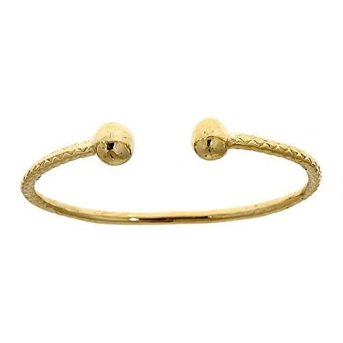 Better Jewelry 10K Yellow Gold BABY West Indian Bangle w. Ball Ends