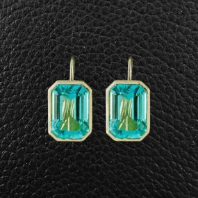 Bezel set Blue Topaz Earrings