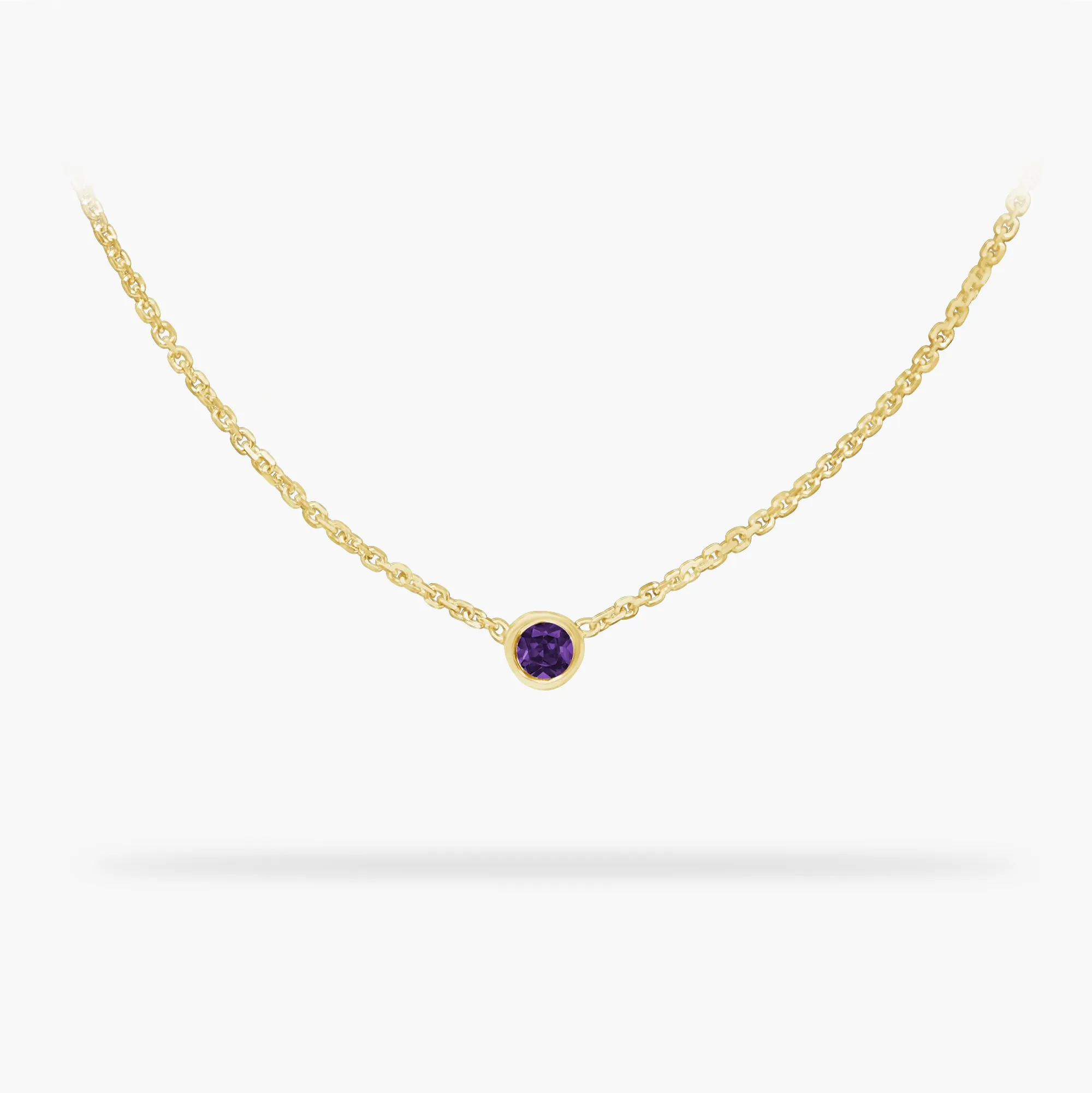 Birthstone Necklace February - Amethyst 14K Gold Necklace