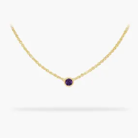 Birthstone Necklace February - Amethyst 14K Gold Necklace