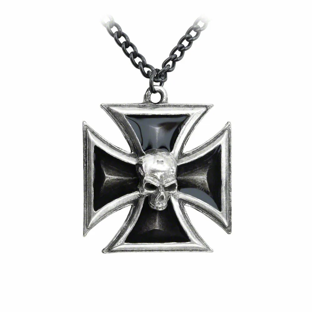 Black Knights Skull Cross Pendant by Alchemy Gothic