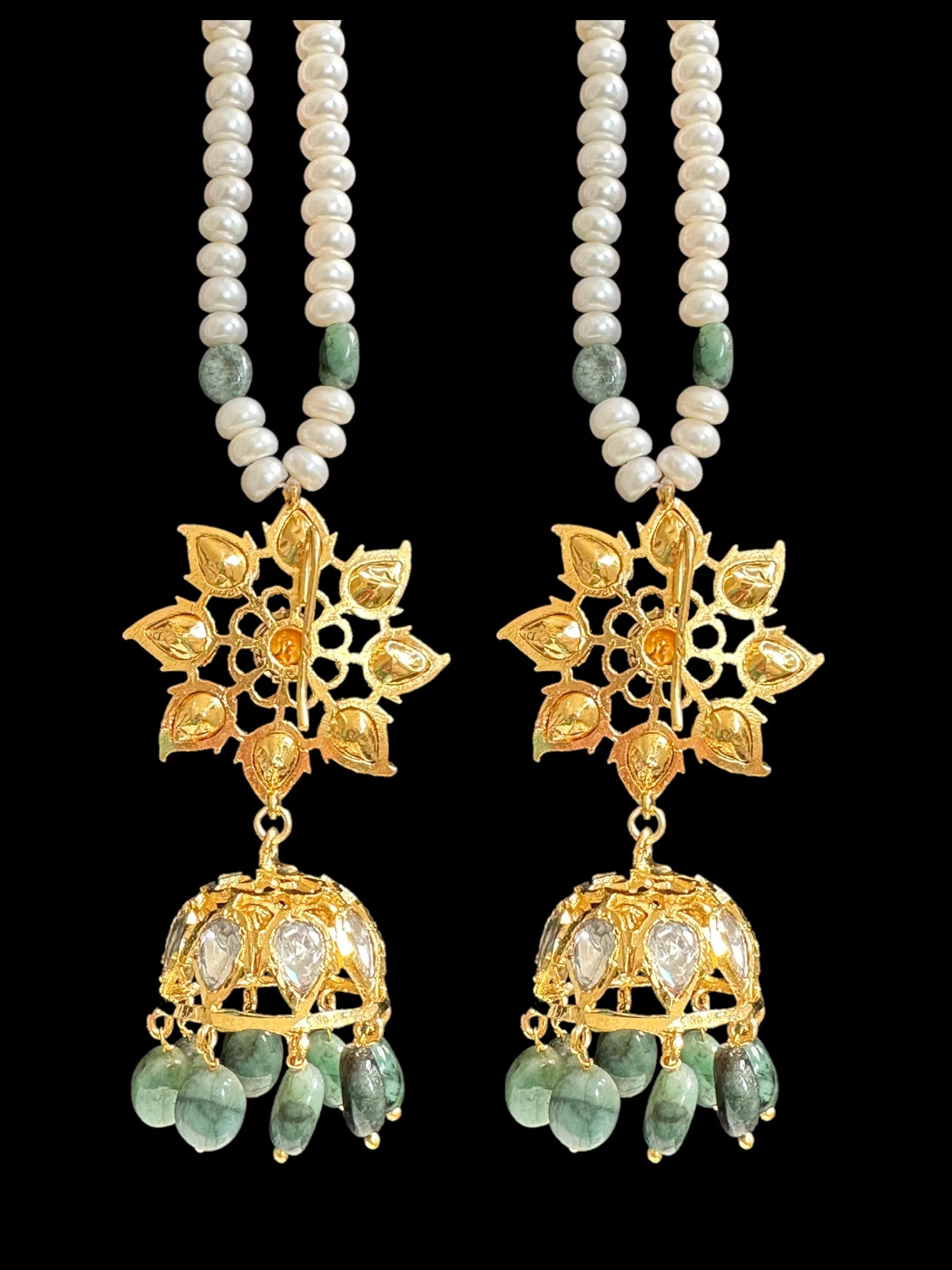 BR310 Bridal jadavi lacha , satlada  in moissanite and emeralds ( SHIPS IN 2 WEEKS )